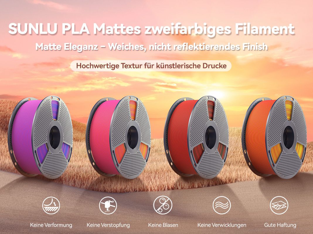 Einführung des SUNLU 2025 PLA Matte Dual-Color Filaments – Ein Durchbruch im ästhetischen 3D-Druck