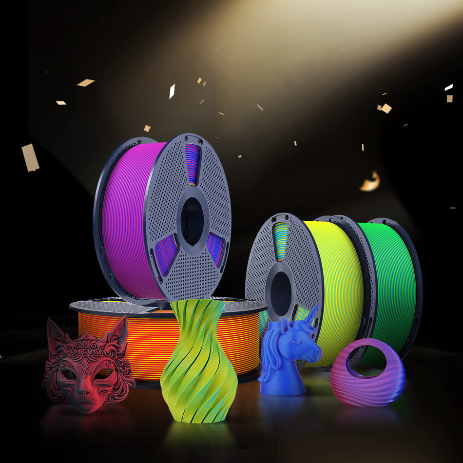 [MOQ: 3 Rollen] PLA Matte Dual-Color 3D-Drucker Ästhetik-Filament 1KG, Nahtlose Zwei-Farb-Effekte & Weiches Matt-Finish