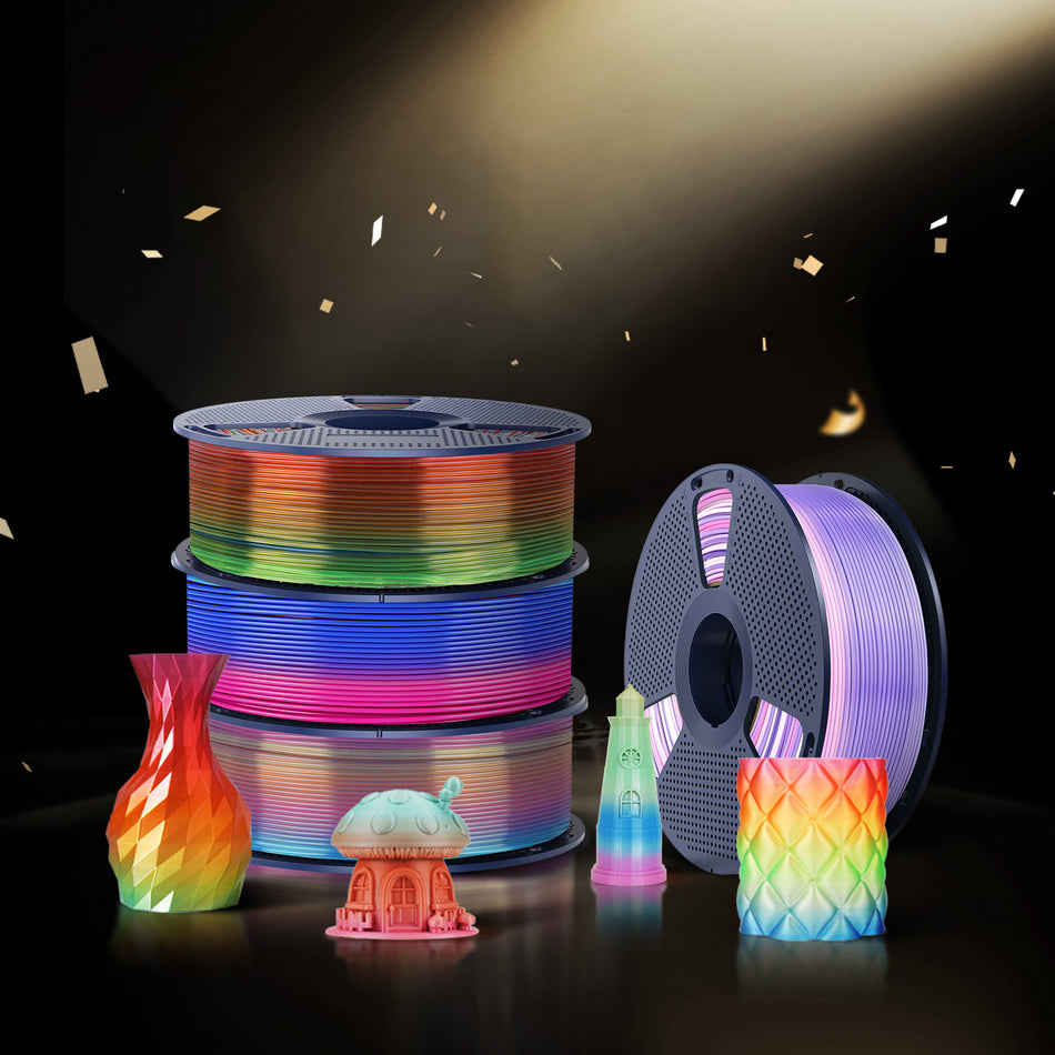 [MOQ: 3 Rollen] PLA, SILK, PLA Transparent Rainbow Filament 1KG