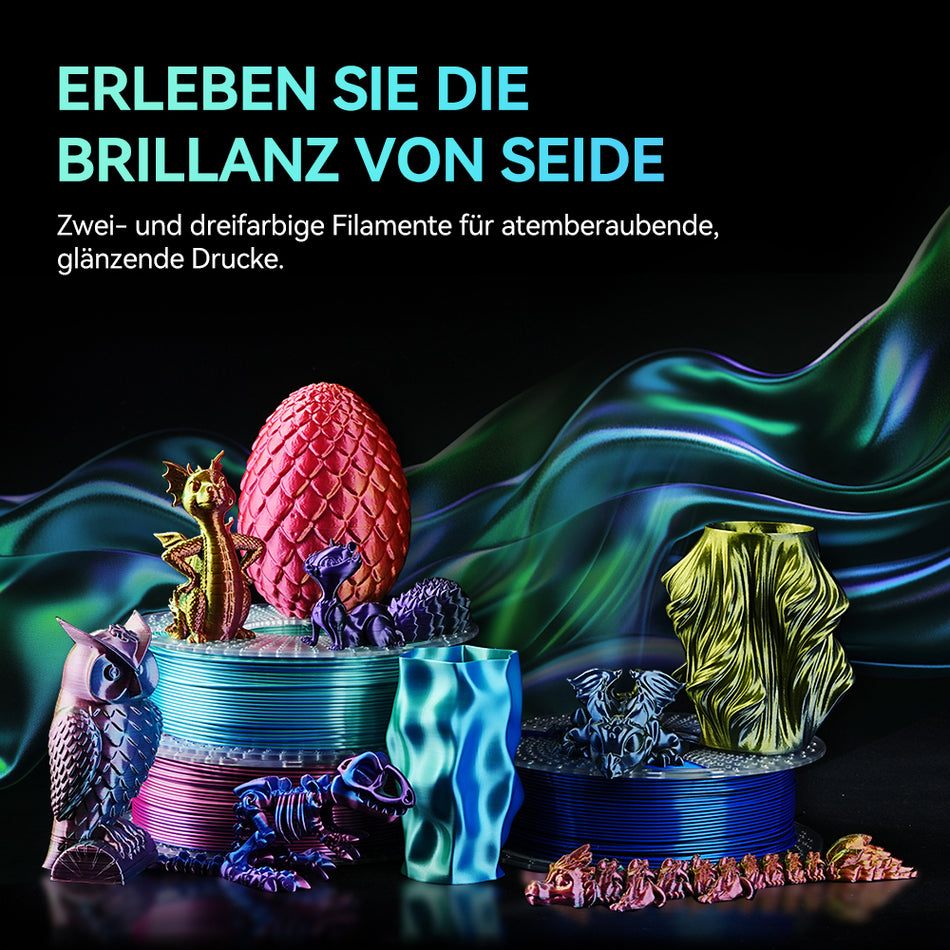 [MOQ 6 Rolle]Multi-Color SILK (Zweifarbig, Dreifarbig) Filament 1KG