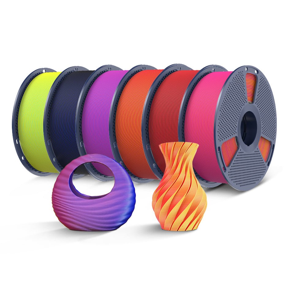 [Kaufe 4, spare 2 €/Roll] PLA Matte Dual-Color 3D-Drucker Ästhetik-Filament 1KG, Nahtlose Zwei-Farb-Effekte & Weiches Matt-Finish