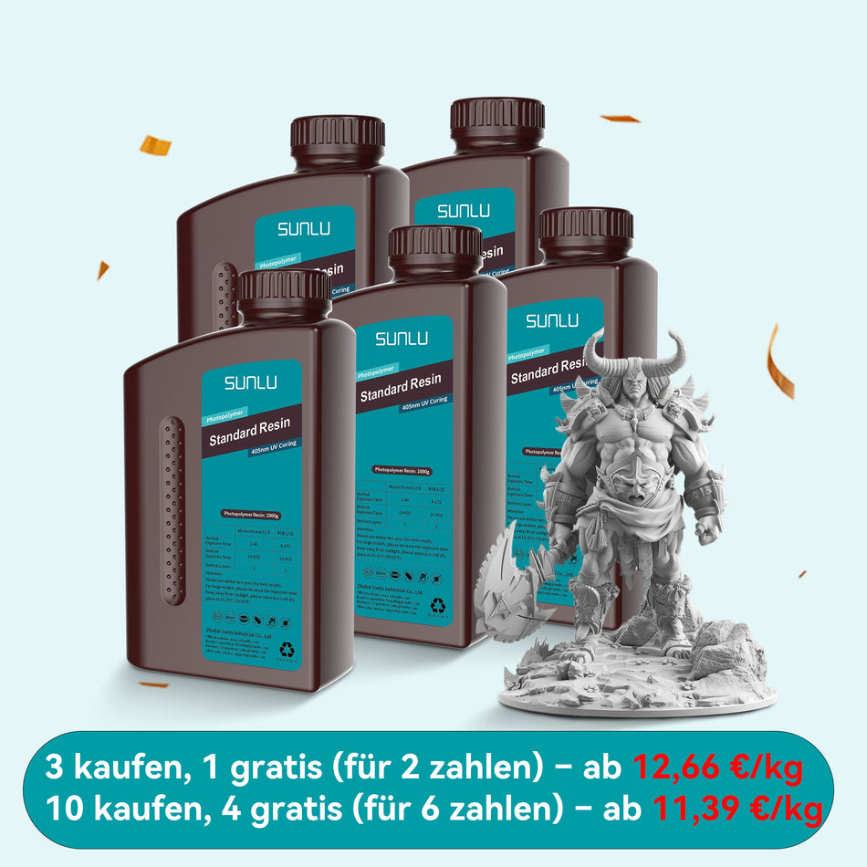 [Mehr Kaufen Mehr Sparen ab 11,39 €/kg] SUNLU 1000G Harz Serie Heißer Verkauf, Standard Harz, Standard Plus Harz, ABS-Like Harz, Water-Wash Standard, Water-Wash ABS-like, 14K Standard Harz 1000G
